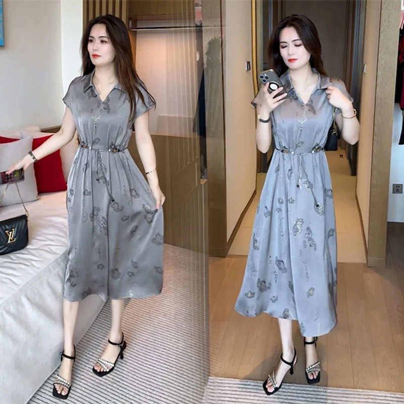 2025夏季新款穿搭显瘦收腰洋气时尚套裙气质短袖套装宽松连衣裙