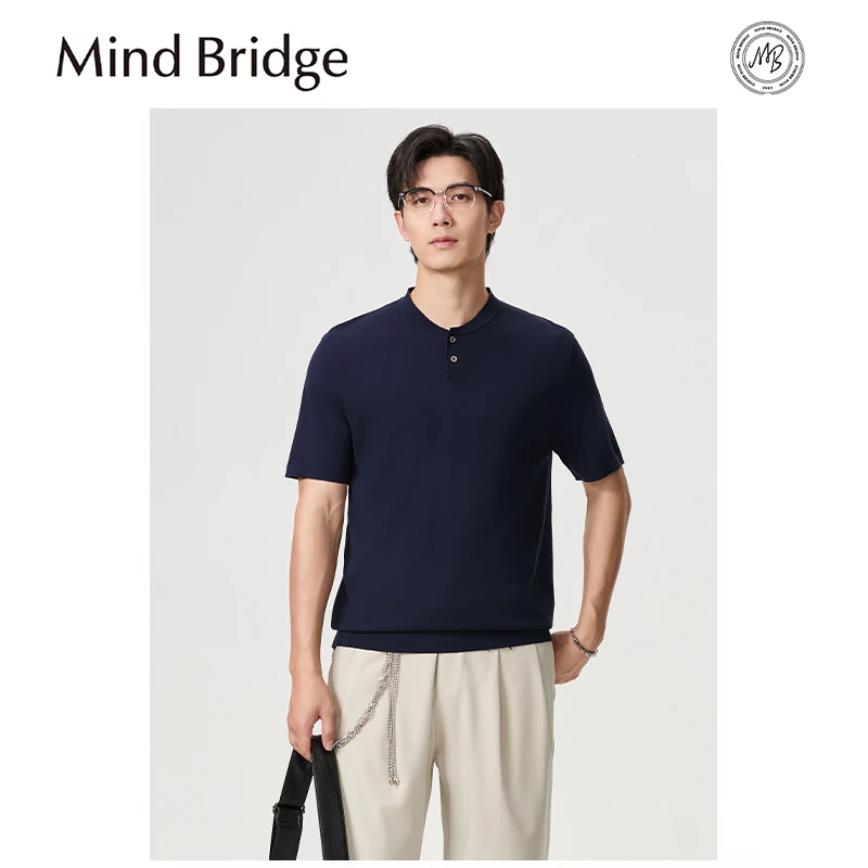 Mind Bridge2025夏季新款男士混纺凉感透气针织短袖T恤潮MA3P