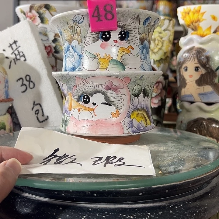 满38包邮 景德镇手绘花盆