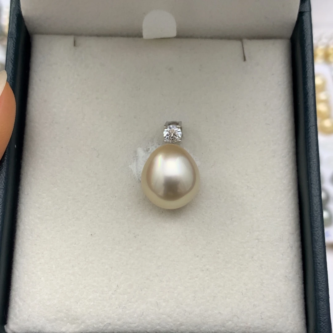 海水珍珠裸珠12.8mm干枯玫瑰金珠