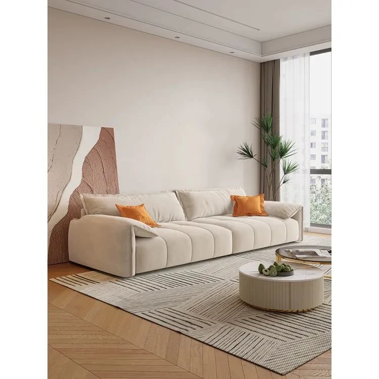 奶油风新款网红拼色直排大方简洁舒适布艺沙发北欧高端意式轻奢风