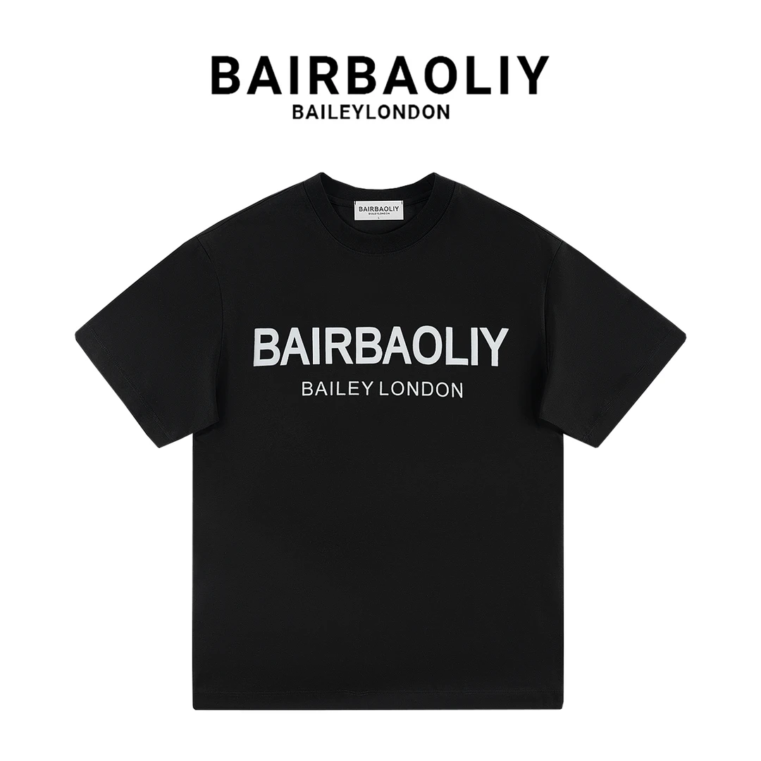 BAIRBAOLIY/柏堡里宽松显瘦美式重磅字母短袖T恤男女同款t恤