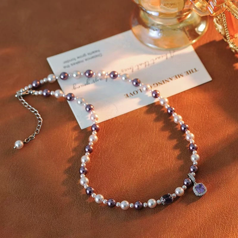 铜合金项链 e167---曼塔玫瑰紫秋冬百搭尊贵个性吊坠项链