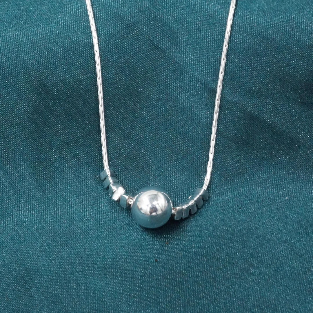 云银雪山 坠链均925银 细线光珠项链 百搭时尚气质素款 YD201