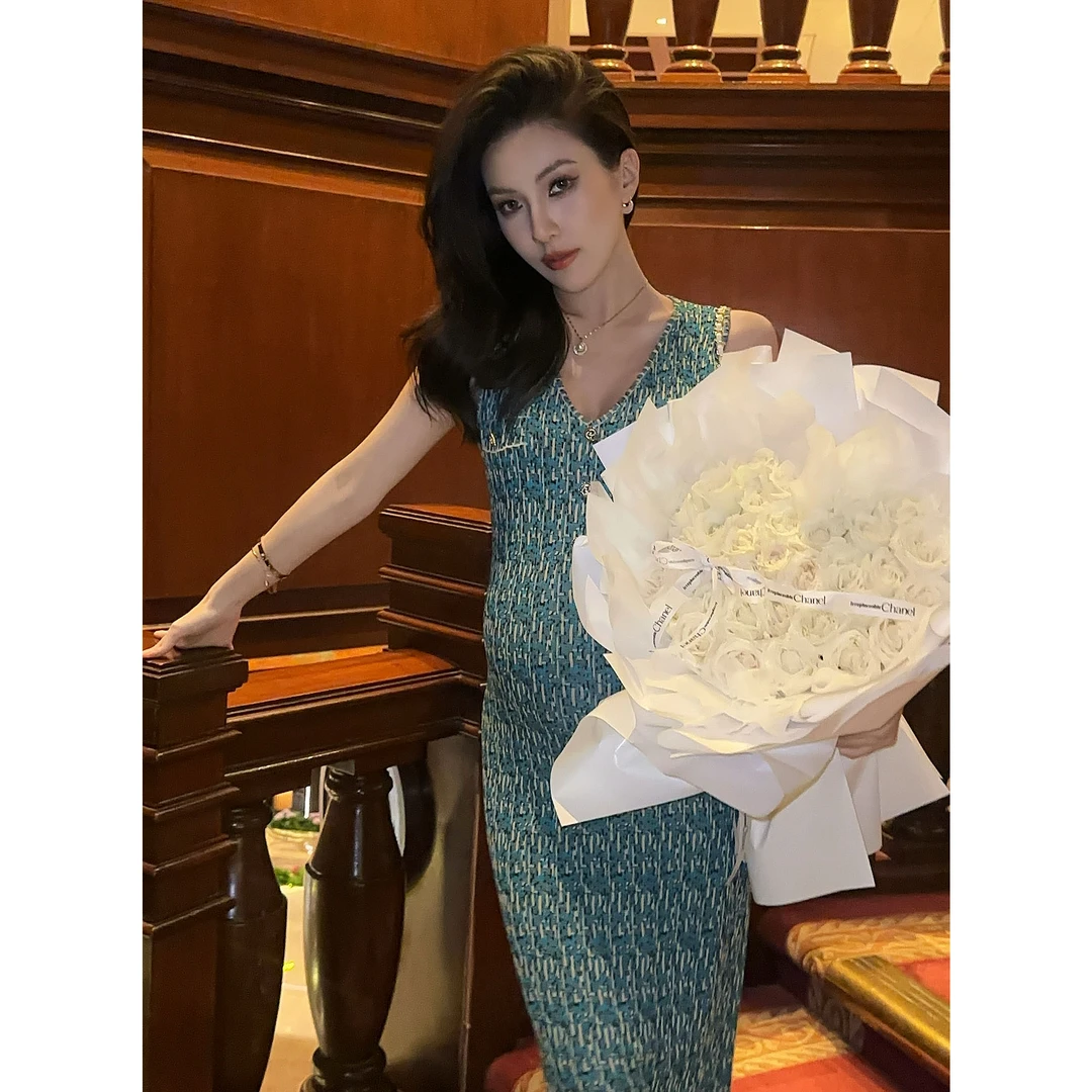 JIJINQI夏季气质连衣裙法式设计感小香风性感连衣裙JD08LMXL932