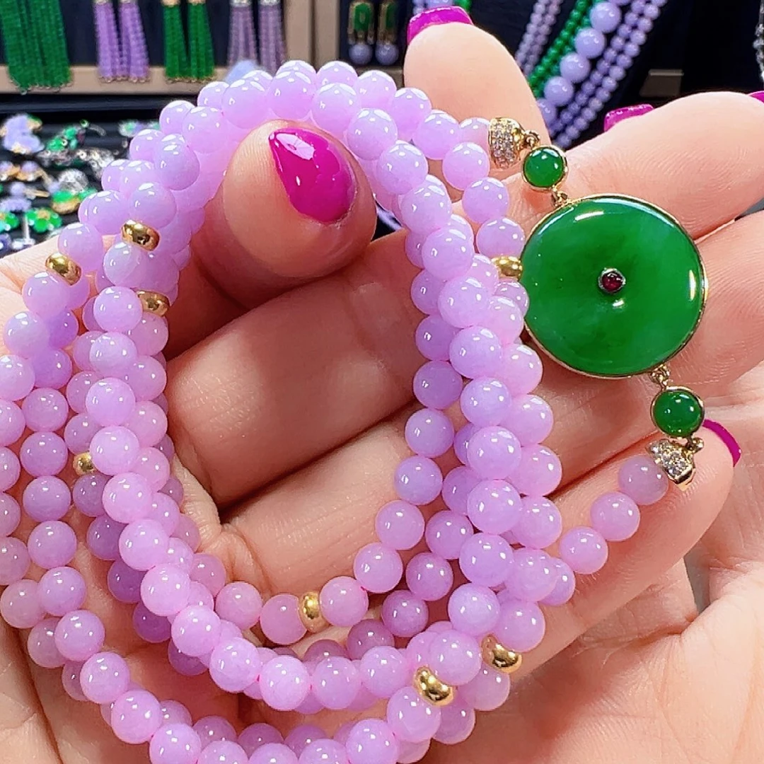 翡翠18K金镶嵌颈饰签收后24小时鉴赏期