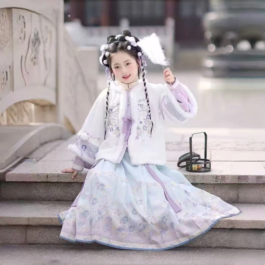 汉服女童2026新款儿童加绒加厚超仙汉服女冬拜年套装绝美冬装公主