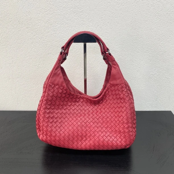 95新 BOTTEGA VENETA/葆蝶家 红色编织双肩带和尚腋下包 124236