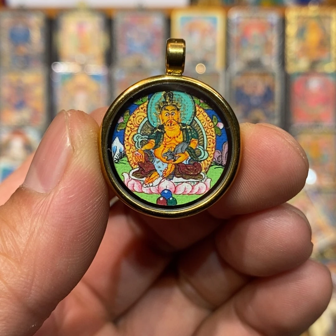 吊坠纯手绘唐卡黄财2.0