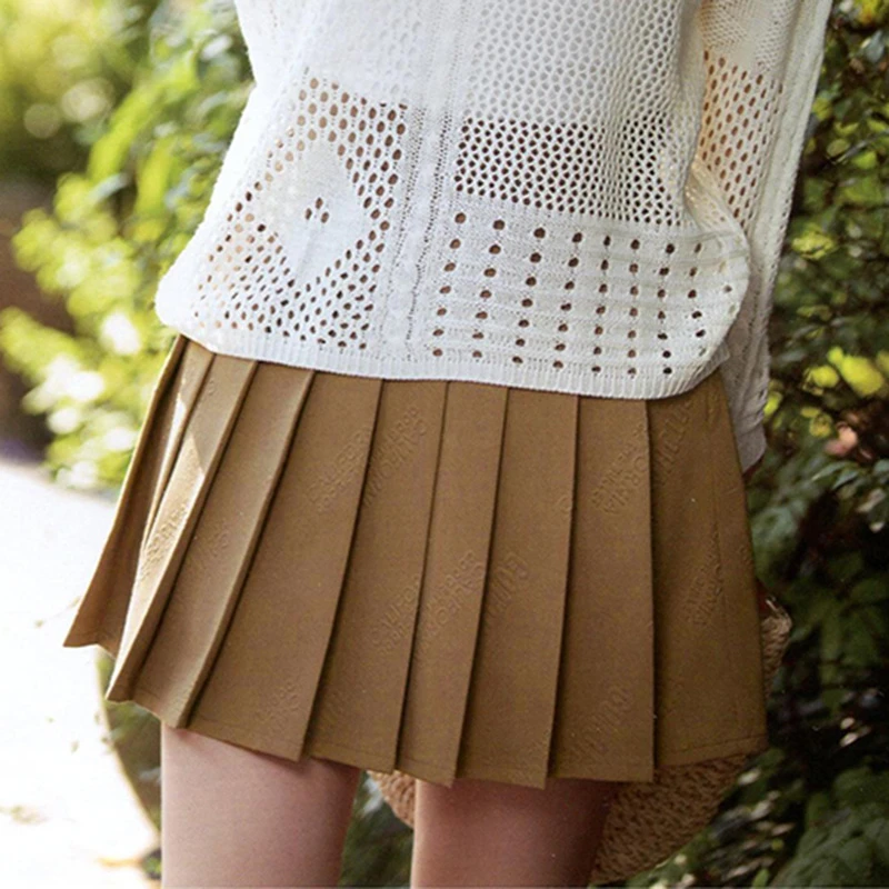 38383【画系列】通勤字母百褶半裙24Q1270