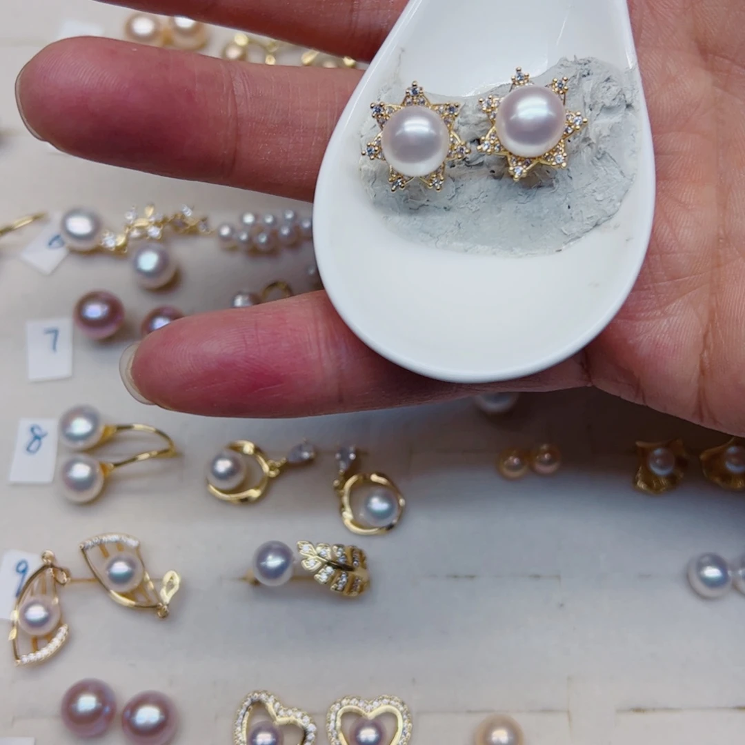 淡水珍珠耳饰合金