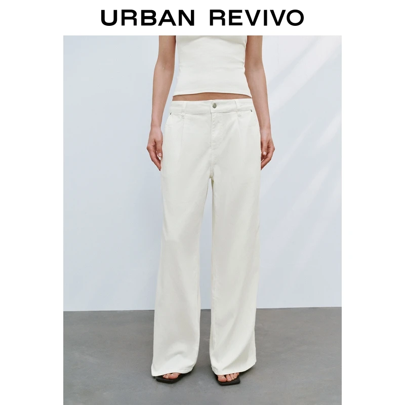 UR2025春季新款女装简约基础百搭阔腿休闲长裤UWM850059
