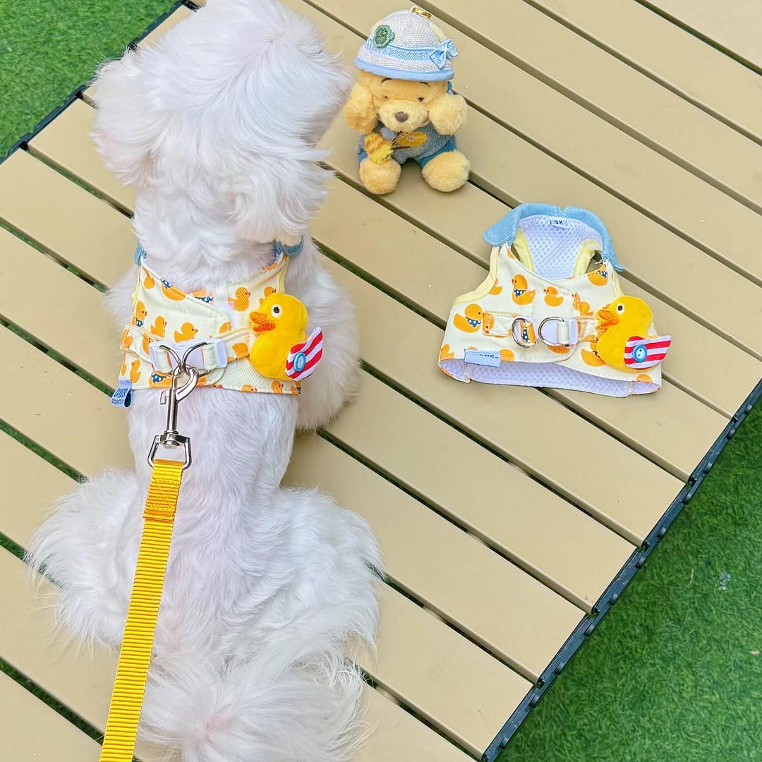 25新款宠物狗狗猫咪通用胸背带小型犬衣服 帅气牛仔鸭外出牵引绳