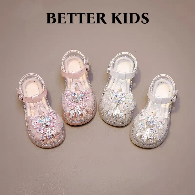 BETTER KIDS/女童凉鞋2025夏季新玛丽珍露趾软底公主时装鞋水晶鞋