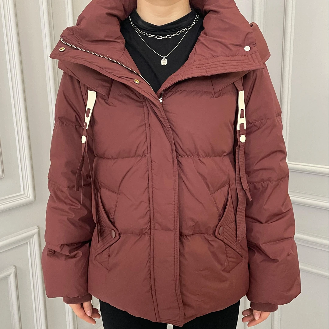 A912冬季时尚加厚羽绒服女款休闲百搭女士连帽宽松保暖韩版