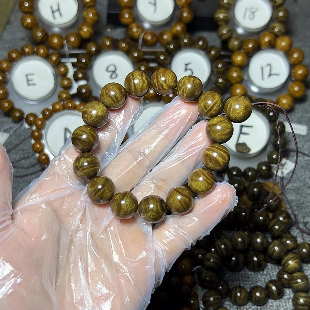 阴沉木手串/手链阴沉黄1.5水波
