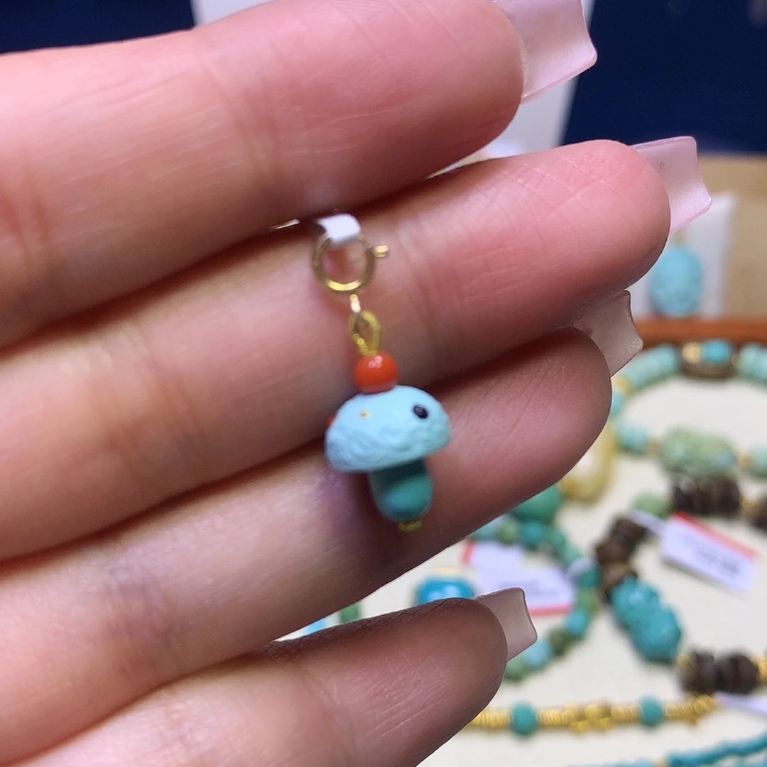 绿松石银S925镶嵌雕刻件