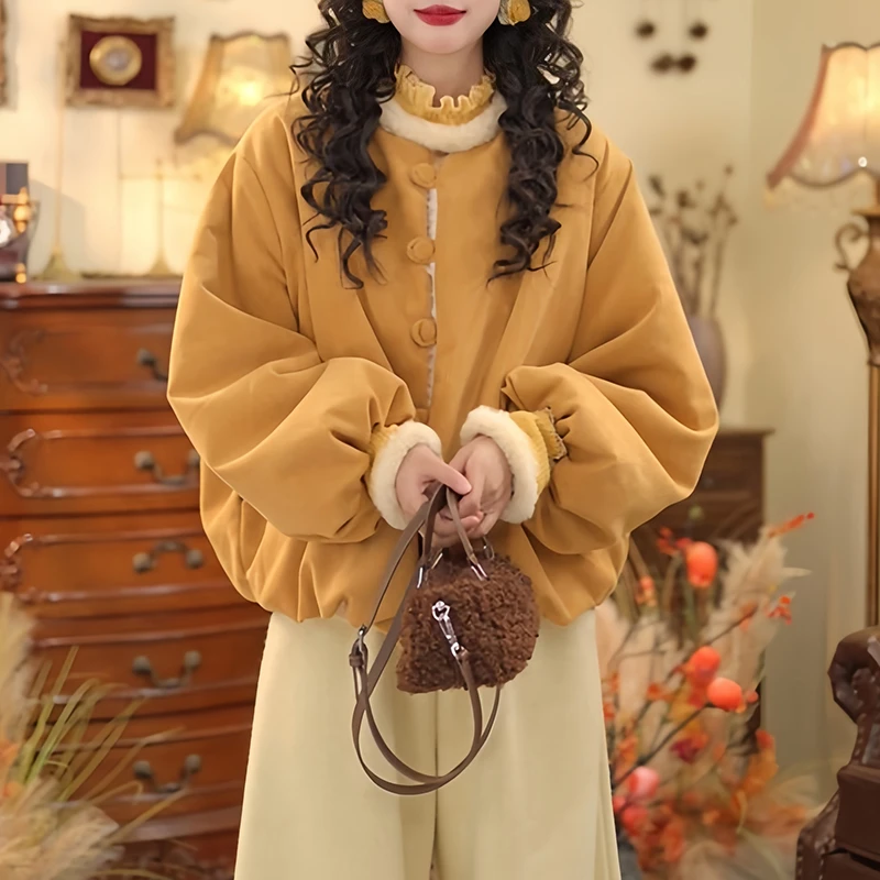 新款韩系松弛感棉服女款2025冬季冬宽松复古通勤日常保暖显瘦外套