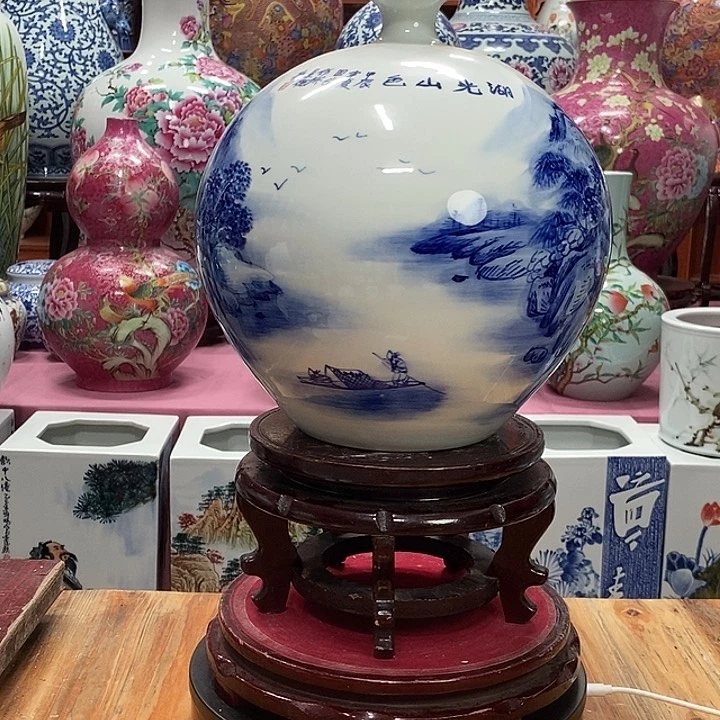 瓷片左**袁景德镇陶瓷花瓶摆件