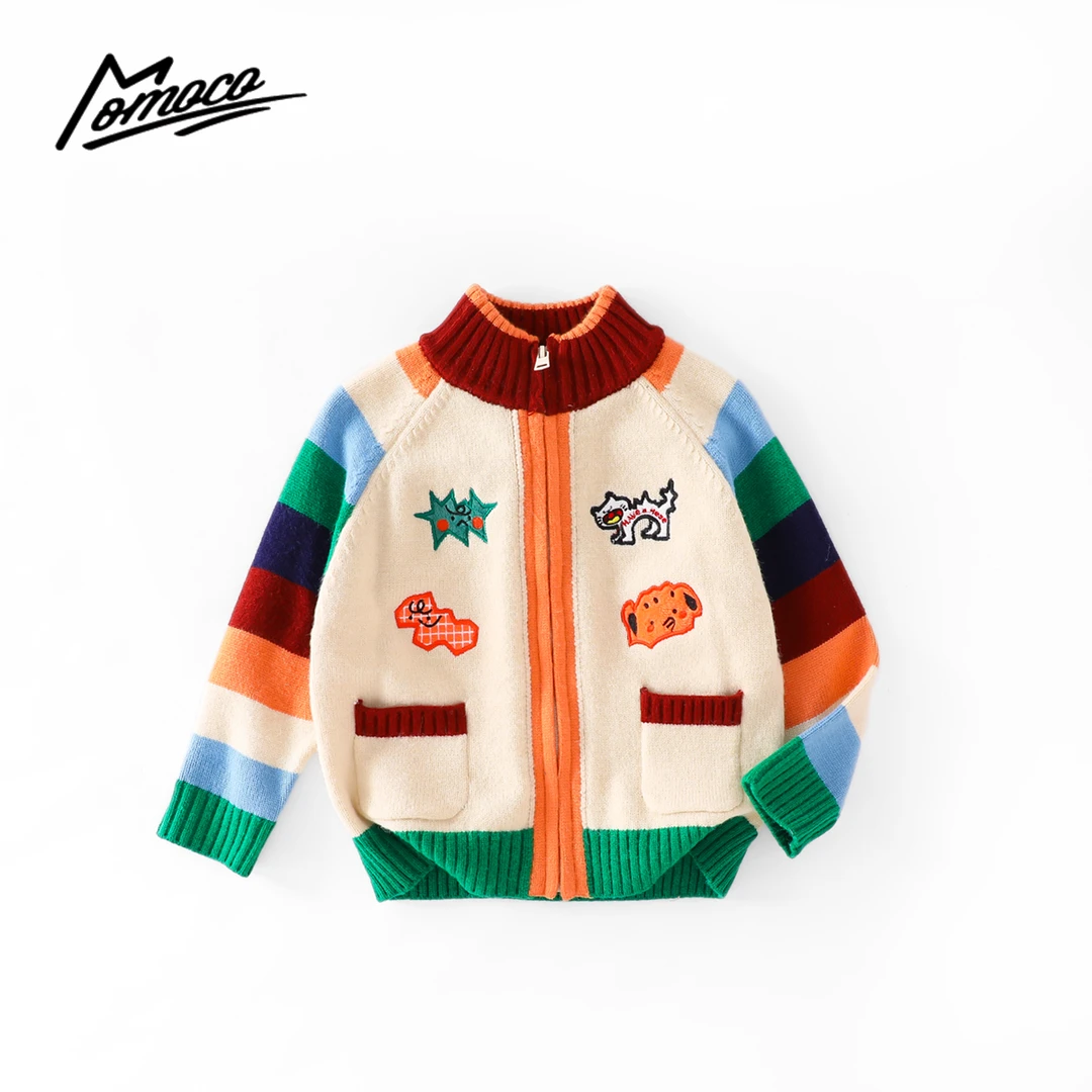 MOMOCO2025款春秋季男童潮流可爱条纹毛衣开衫77130112001
