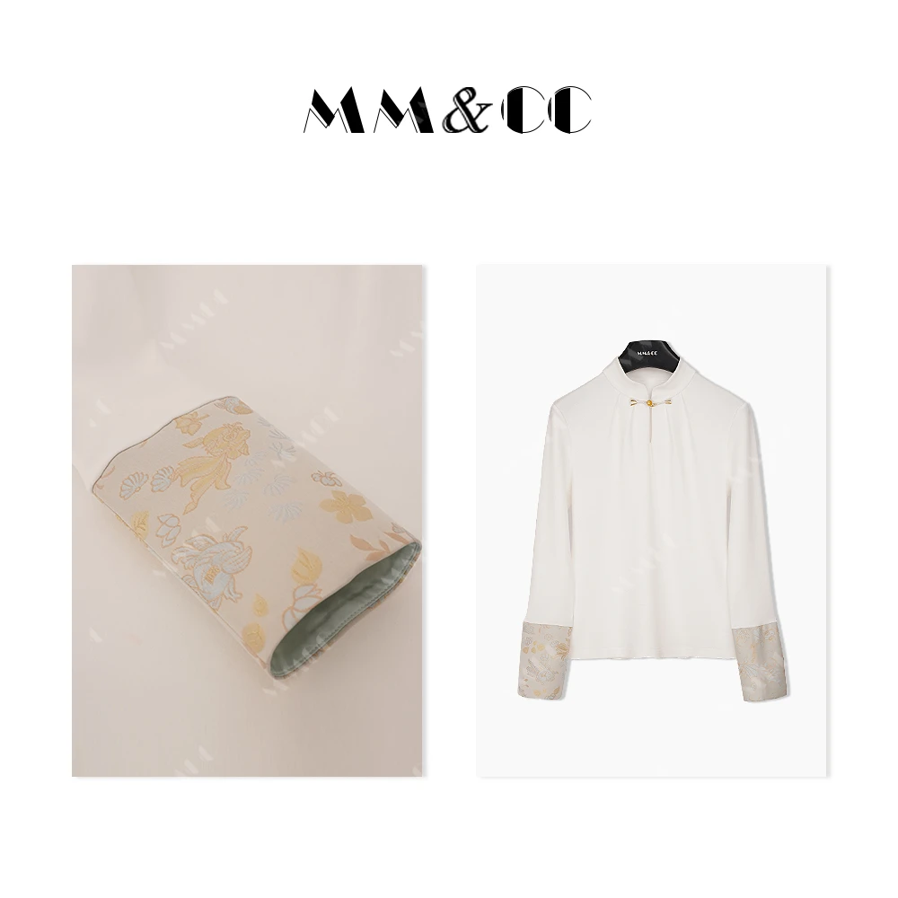 【锦鲤】新中式国风盘扣打底女秋2024新修身显瘦高级提花衬衫F9108