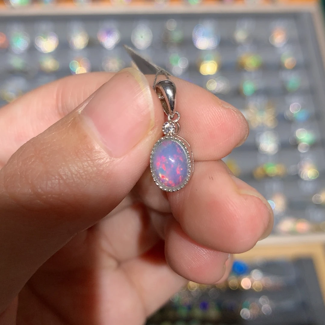 银S925镶嵌欧泊欧泊吊坠y