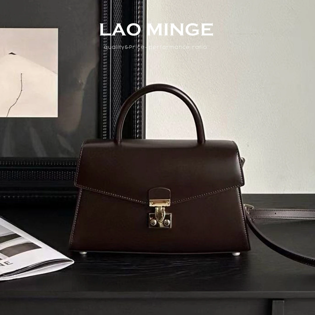 老敏哥 【牛皮】单肩包时尚气质斜挎包新款女简约手提包W22010