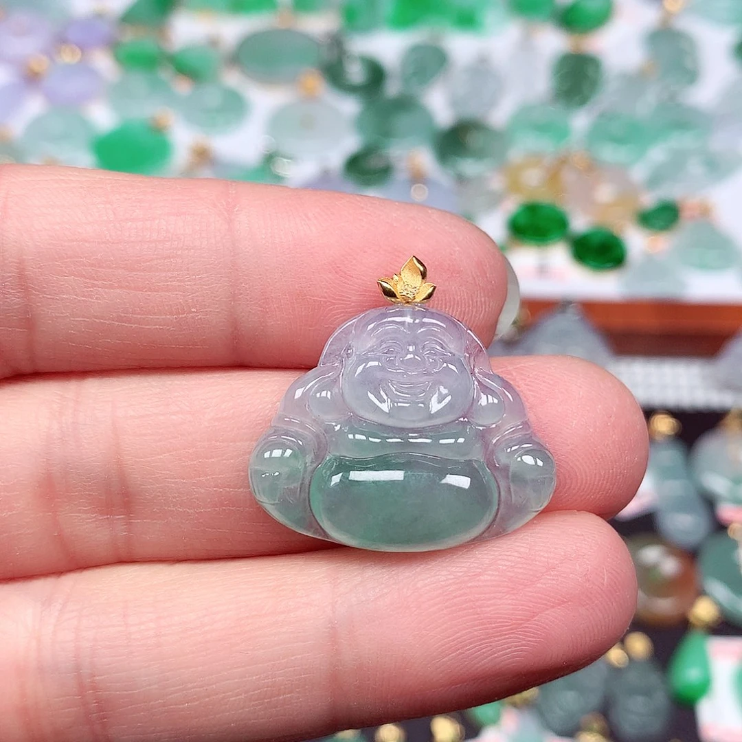 翡翠颈饰18K金镶嵌天然翡翠A货