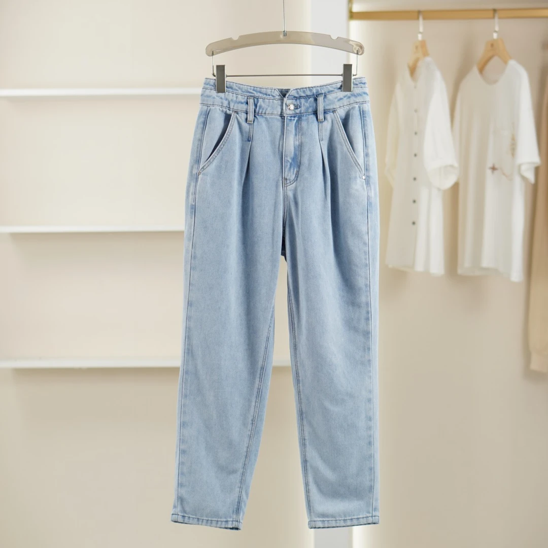 麦迪尚品 5042775 春夏莱赛尔天丝+棉舒适简约百搭休闲牛仔哈伦裤