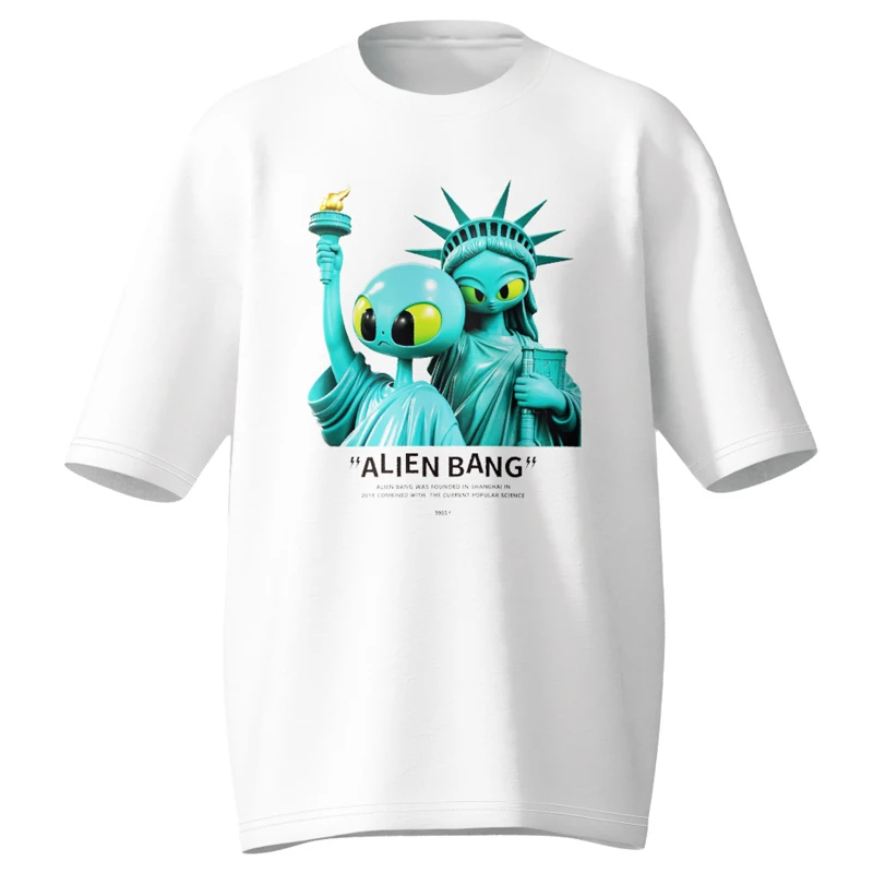 男女同款潮牌印花圆领纯棉体t恤男2025新款夏季自由外星人短袖t恤