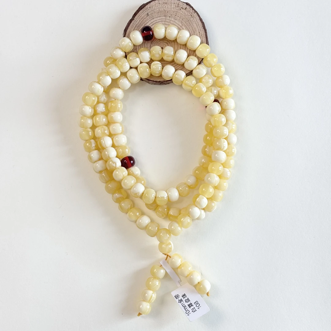 W042精工打磨 时尚百搭108算盘珠白花多圈10mm