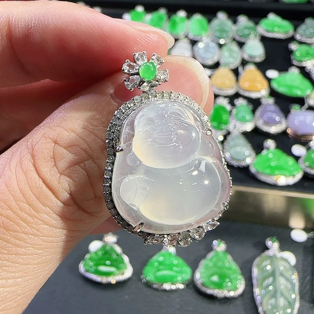 翡翠18K金镶嵌吊坠(不含链)