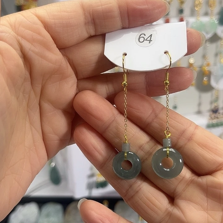 翡翠银S925镶嵌耳饰