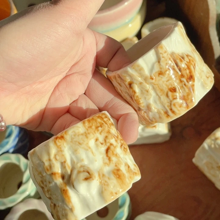 陶瓷拇指盆半手工花盆浮力炸啦默认微瑕