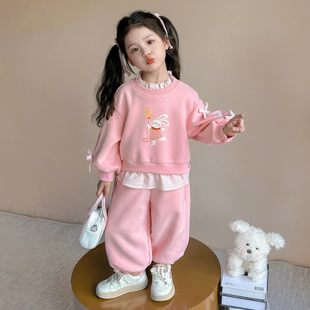 女童套装春秋2025新款儿童洋气时髦卫衣韩系宝宝秋季休闲两件套潮