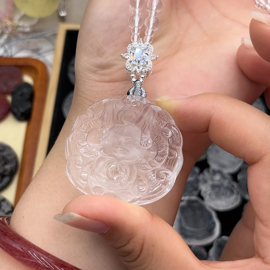 银S925镶嵌颈饰水晶白水大耳朵灵狐106