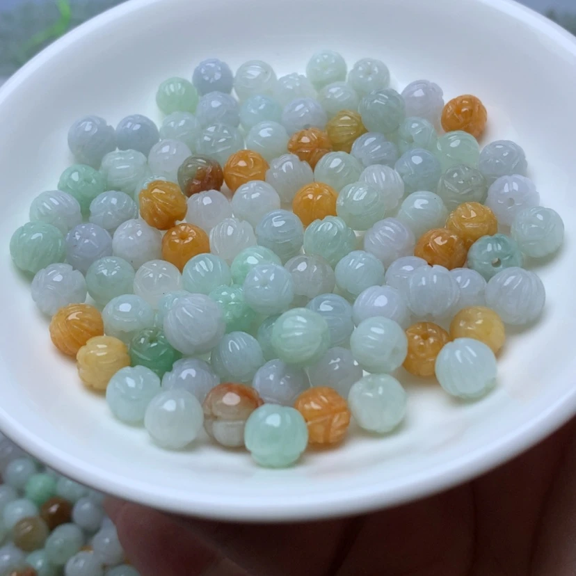 【闪购商品】未镶嵌手链翡翠卡7冰三彩莲花珠30颗