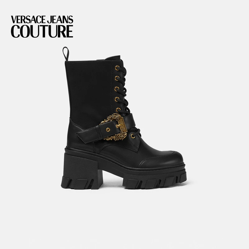 【新品】VERSACE JEANS COUTURE 女士Baroque搭扣Drew短靴