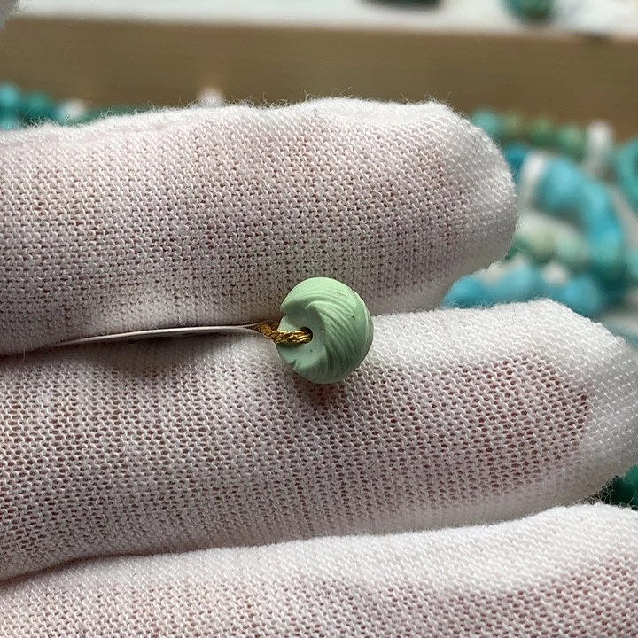 绿松石未镶嵌珠宝奇石羽毛珠8*4.9mm