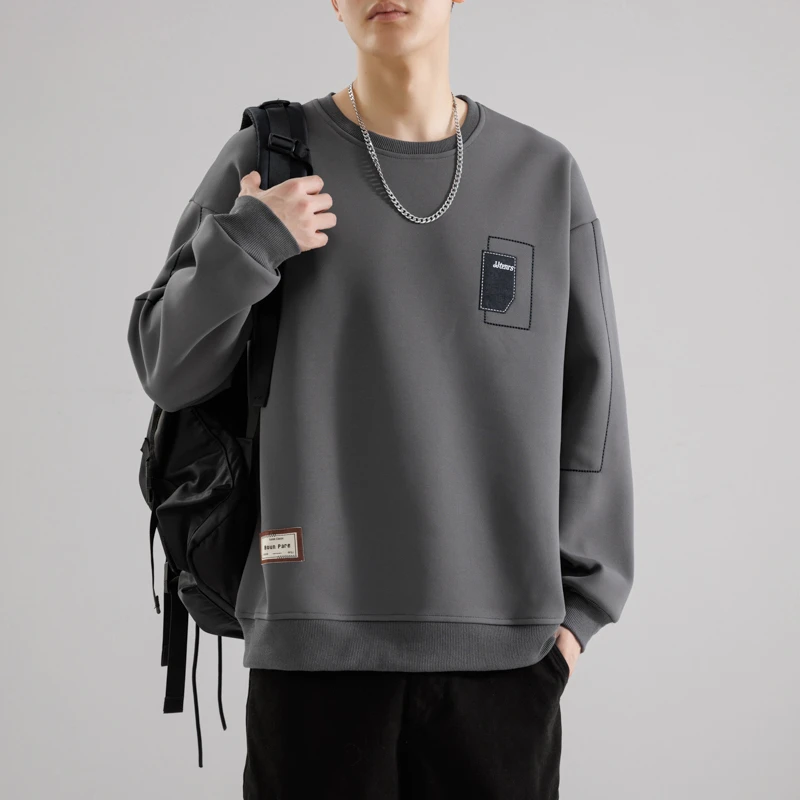 尼皮怀恩长袖t恤男士新款秋冬季潮流男装休闲宽松圆领加绒卫衣