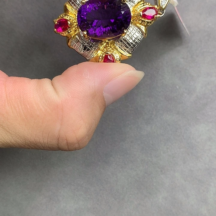吊坠(不含链)银S925镀金镶嵌水晶