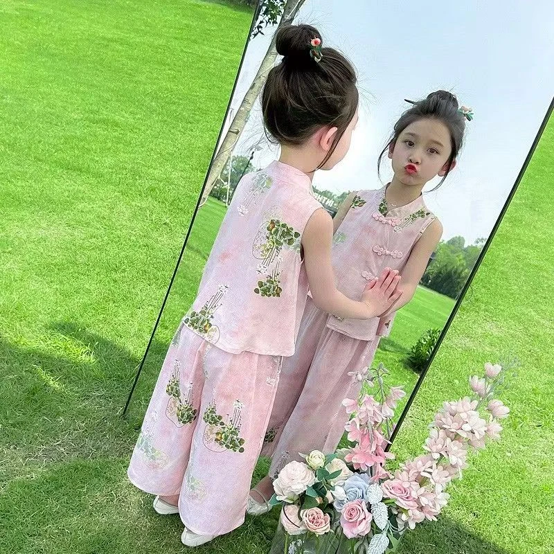 汉服女童套装夏季2025新款洋气时髦儿童新中式夏复古女孩中国风