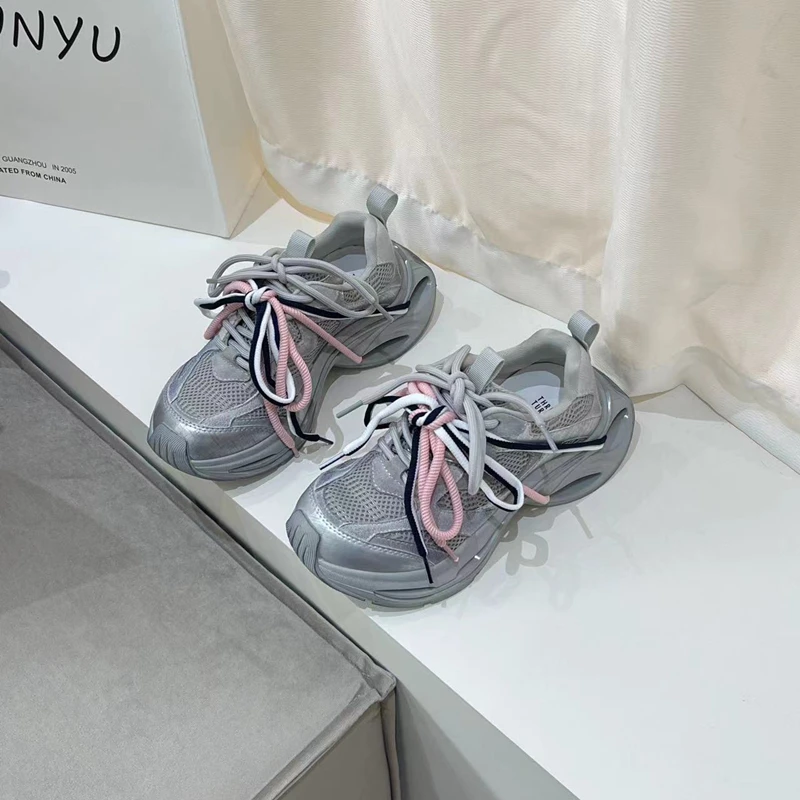 2025春新款时尚百搭厚底增高系带休闲运动鞋潮360-999