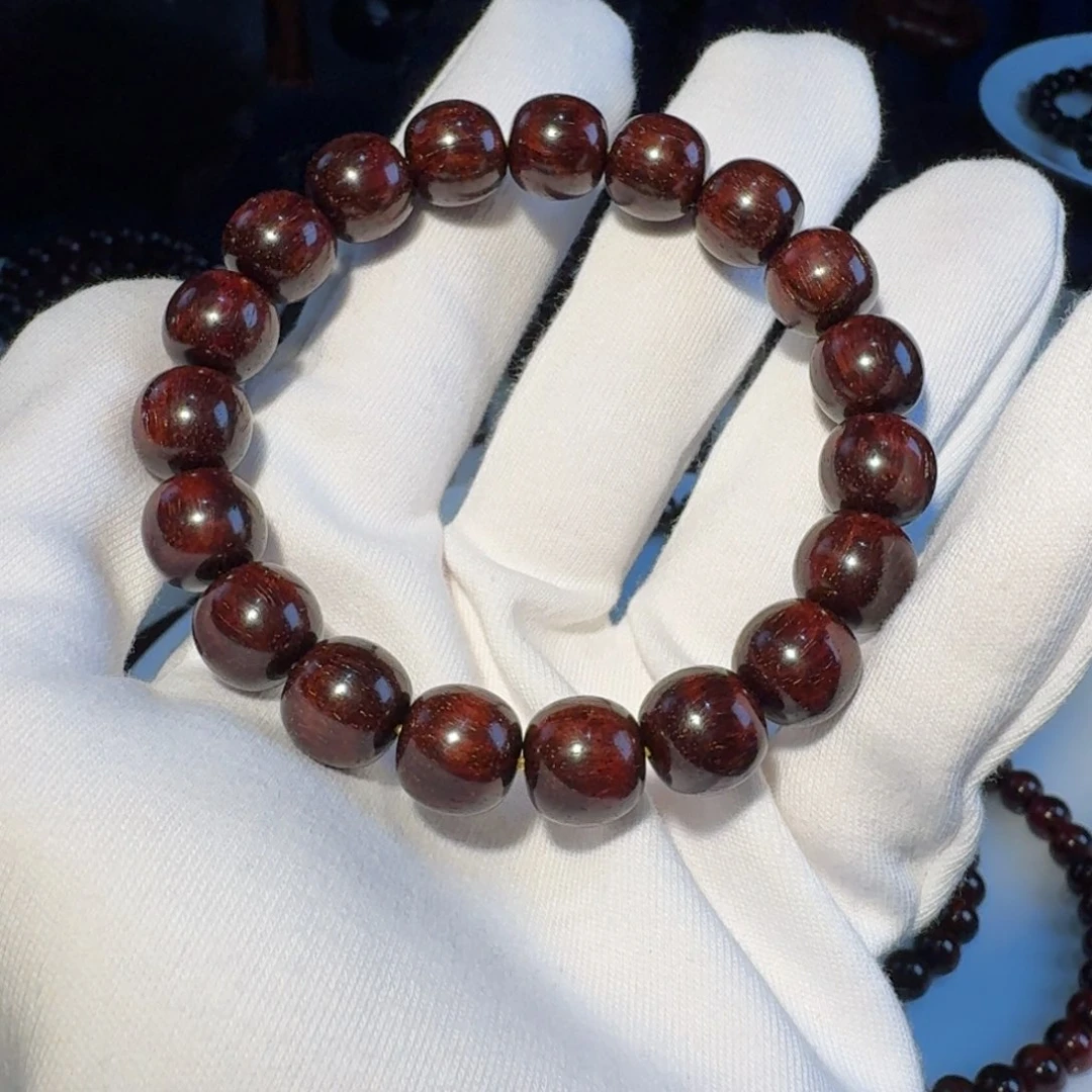 小叶紫檀手串/手链日本三味线古琴料有水波荧光通透极限弧