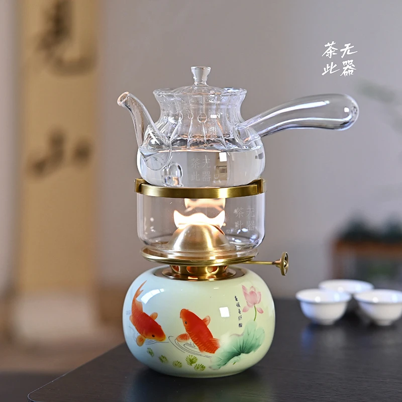 【荷塘月色】陶瓷茶灯功夫煮茶炉小众雅致茶器氛围茶炉潮汕功夫茶
