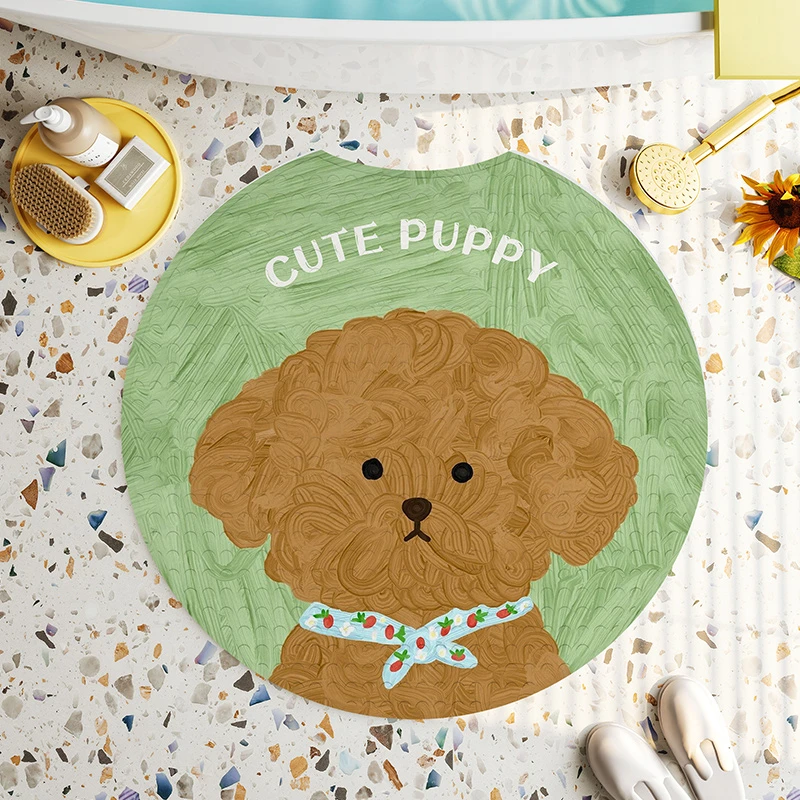 油画小狗家用淋浴房浴室防滑防摔地垫洗澡专用防水脚底按摩吸盘垫