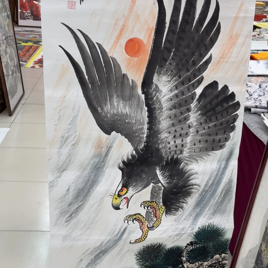 国画纯手绘的山水花鸟