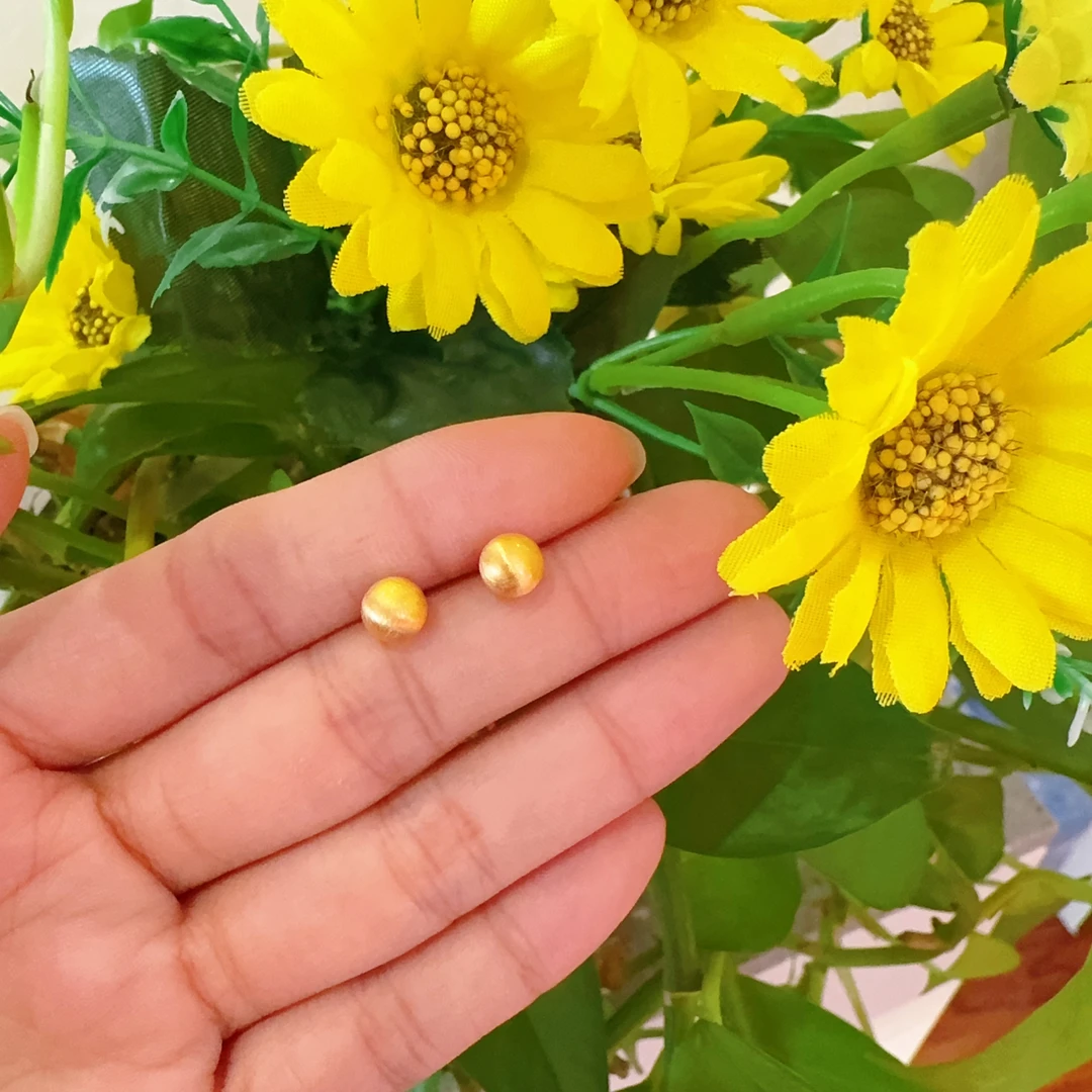 铜合金耳饰 卡6mm金球耳饰