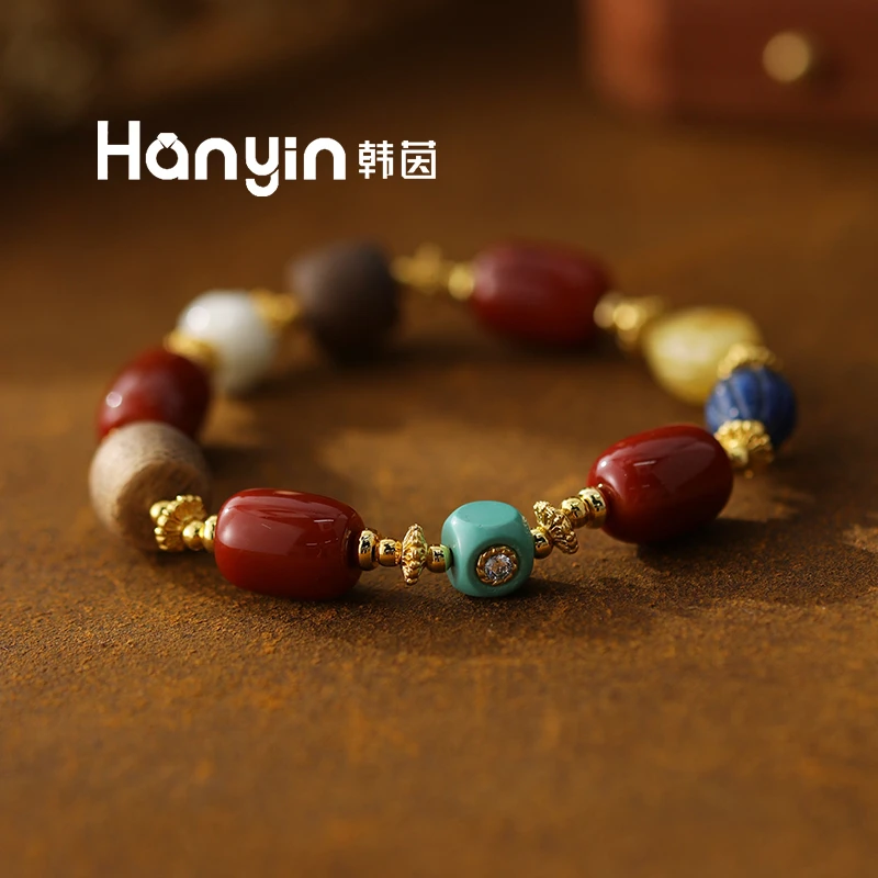 圆柱形南红玛瑙蜜蜡多宝时尚气质手链手串