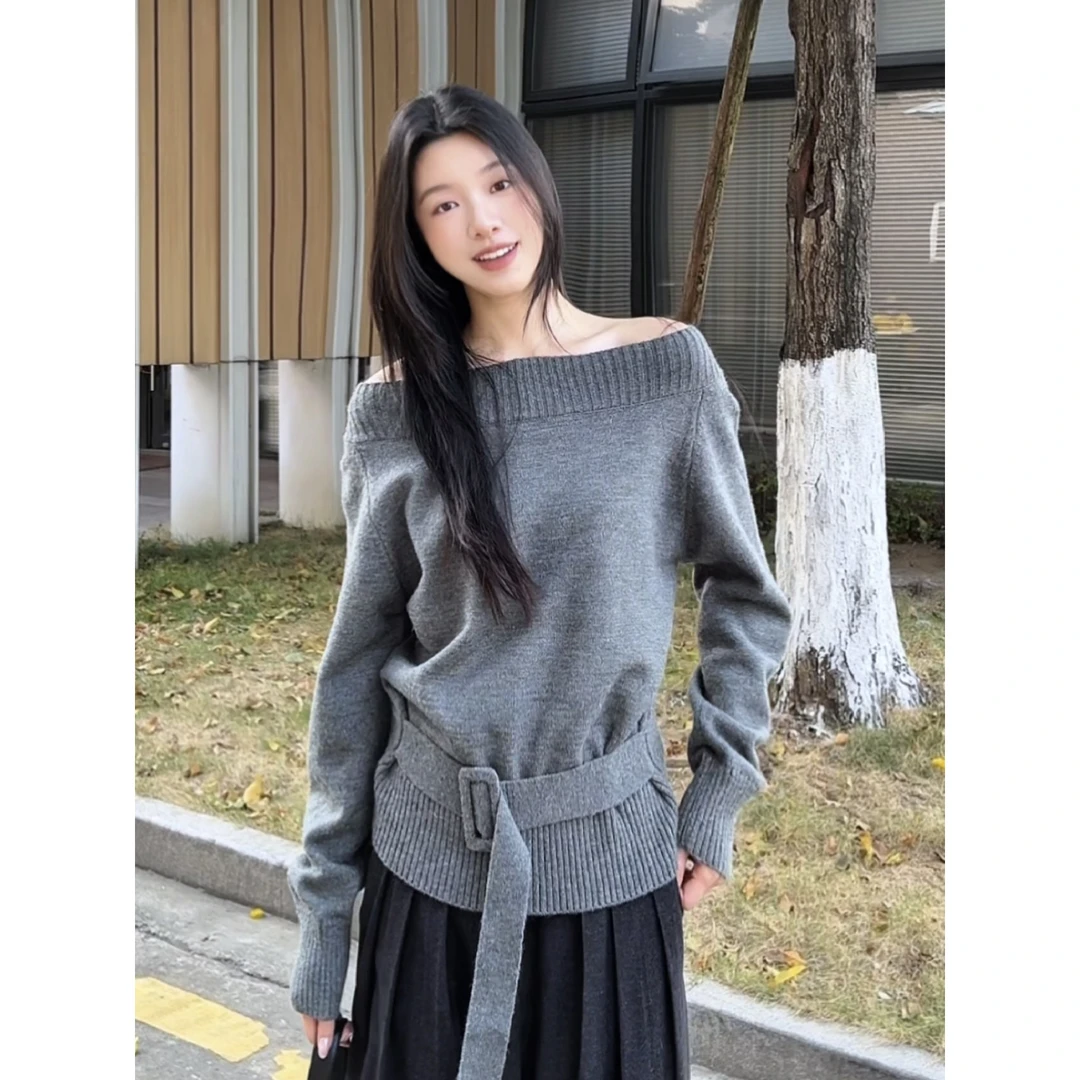 LLei大蕾【腰扣毛衣】韩系高级感简约插肩袖腰间调节扣显瘦保暖毛
